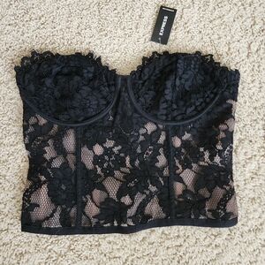 Black Lace Bustier Top